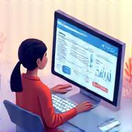 Illustration of someone using a computer or platform step.