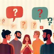 Illustration of people talking or asking questions step.